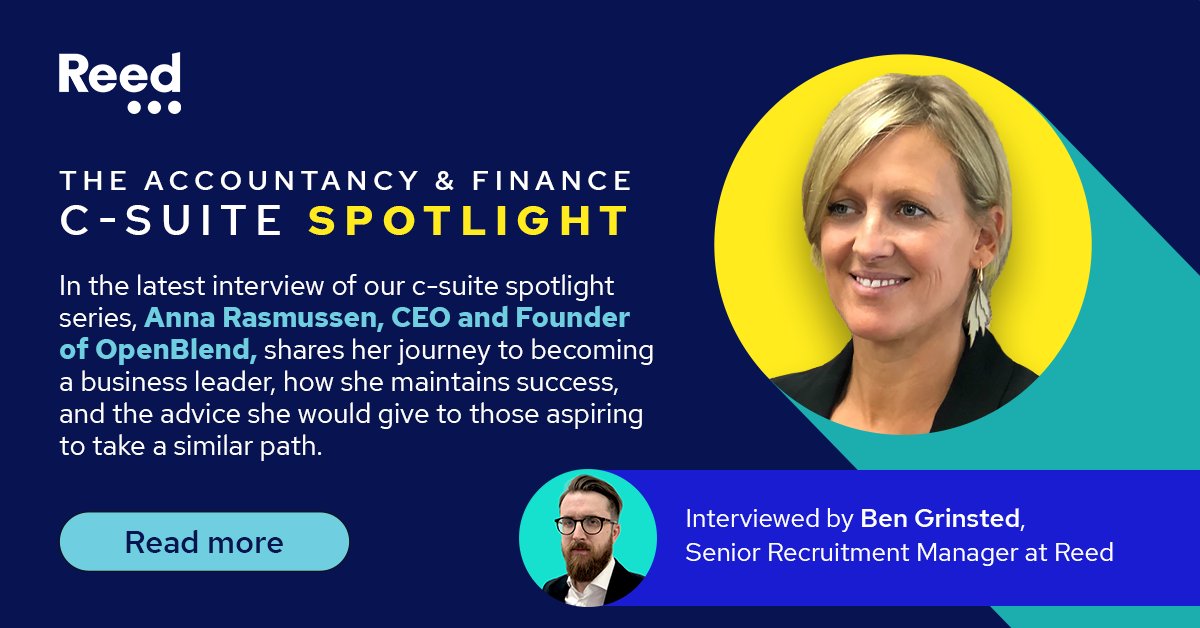 We spoke to Anna Rasmussen, Founder and CEO of <a href="/OpenBlend_/">OpenBlend</a> , all about her career and advice for aspiring business leaders.

Read the full article here: bit.ly/3lhcWVM

#business #accountancy #finance #CEO #interview