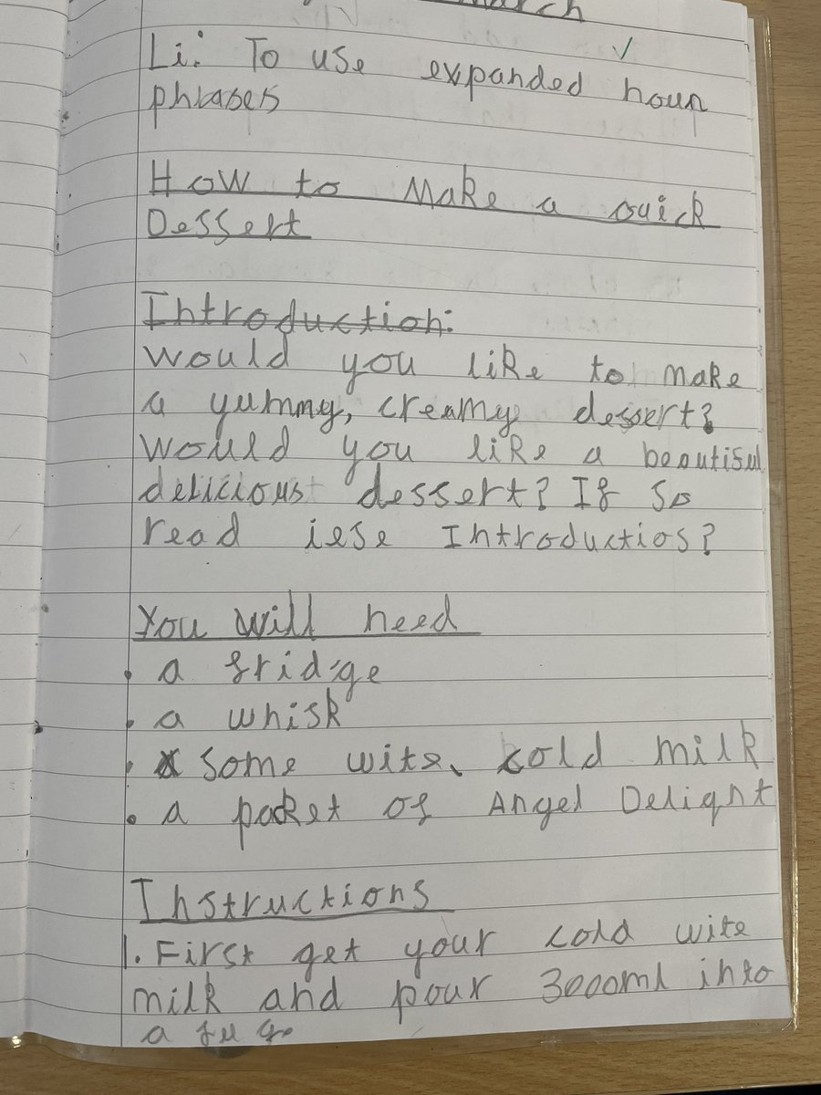 We have loved making Angel Delight to help us with our Instruction writing today. #hook #engaging #instructions #writing #motivation #TeamWarwick @EH1_2 @KRidnell @DaleJukes @SarahChouikhi