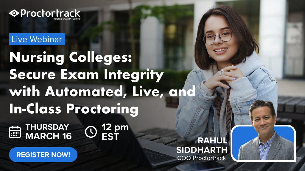 Webinar on Thursday, March 16 | #NursingColleges : Secure Exam Integrity with Automated, Live, and In-Class Proctoring
ecs.page.link/GuQU5

#edtech #education #universities #onlinelearning #onlineexams #proctoronlineexam #remoteproctoring #testing #chatgpt #chatbot #EDx