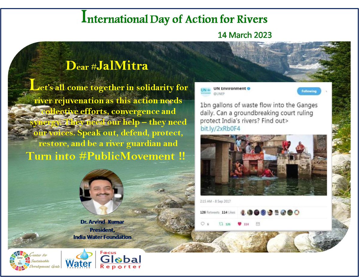 #InternationalDayofActionforRiver #TurnintoPublicMovement  #JalMitra #RiverPollution #River #womenforrivers #sustainability #saveourfuture #KnowYourRiver  #actionforriver #awarenessforriver #cleanriver #dams @g20org @gssjodhpur @cleanganganmcg @asokji @intlrivers