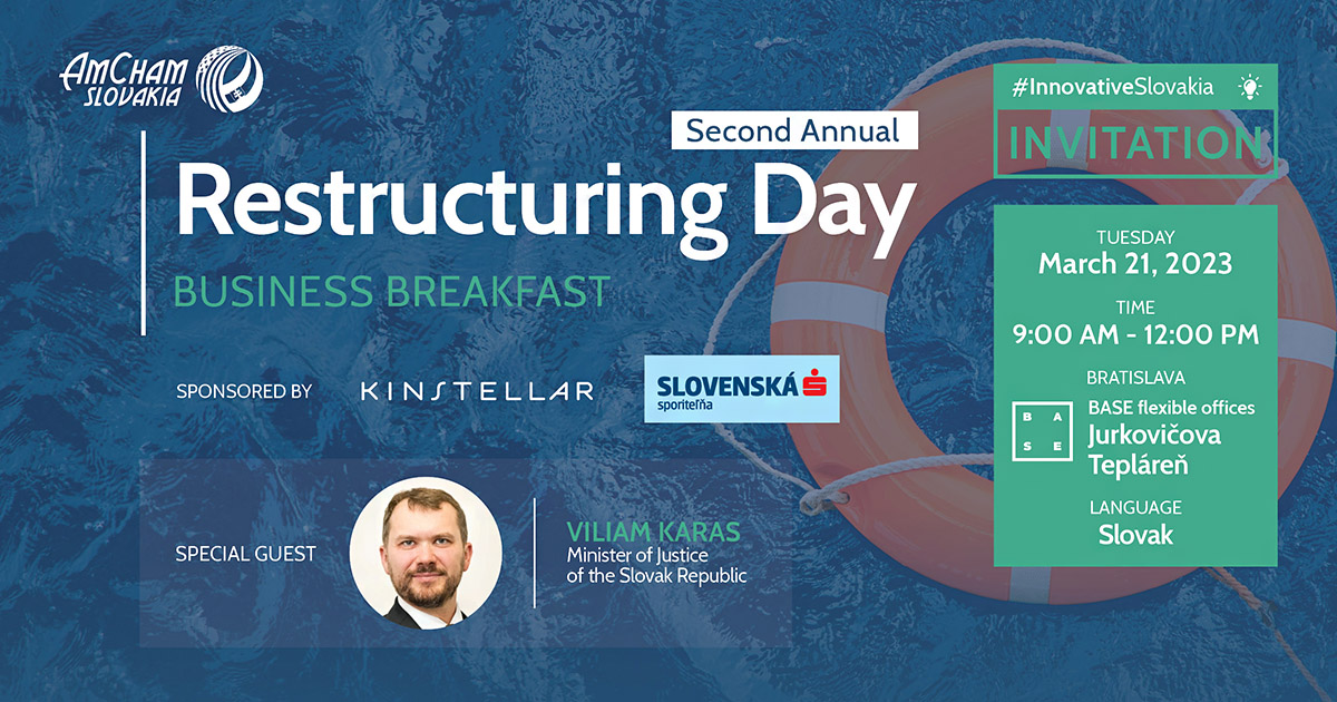 📢 🇸🇰 We are pleased to invite you to the "2nd Annual Restructuring Day”. The event takes place on 🗓 21 March 2023 at 📍 Jurkovičova tepláreň in Bratislava 
The event will be held in Slovak. Register at 📧 events@kinstellar.com.
#preventiverestructurings #intheknow