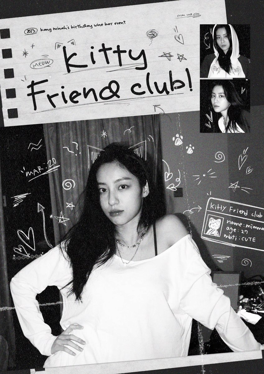 redfilm_ma's tweet photo. 2023 minah day wine bar event

 ⁺ ⊹ ˚ . ⋆ 

𝑲𝒊����𝒕𝒚 𝑭𝒓𝒊𝒆𝒏𝒅 𝑪𝒍𝒖𝒃 ! ๗

➭ 건대 송빠
➭ 2023.03.19 - 03.20

#친구들아_민아_생일이다_냥 
#민아의_27번째_봄 @minah320 https://t.co/4uJgy38GPm