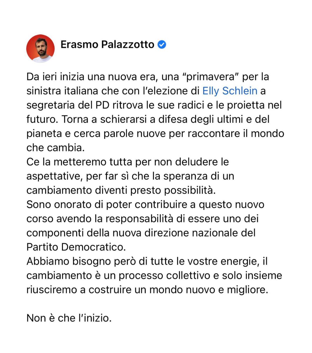 EPalazzotto's tweet photo. Non è che l’inizio. #EllySchleinSegretaria https://t.co/zkolkMqXXK