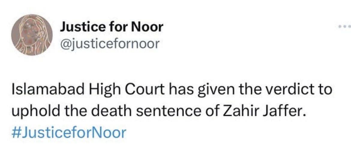 Finally !!! Sending all my love and duas to Noors family - this verdict needs to be implemented against the murderer #zahirjaffer as soon as possible - #Alhumdullilah #justicefornoor #NoorMukaddam