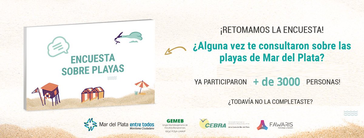 Buscamos caracterizar las playas marplatenses desde la mirada de las y los usuarios ⛱️
Te invitamos a completarla y compartirla!

Participá acá: es.research.net/r/EncuestaPlay…