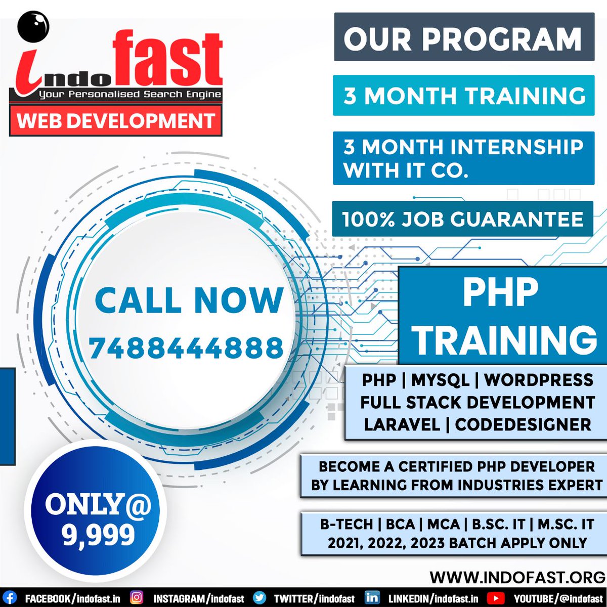 vikashvikal06's tweet image. indofast.org/patna/index.php
Web development training in patna
Now Introducing the whole new PHP Course for you all that too in the lowest fee @9999. You will get training from the professionals which are already working on the same.
#digitalmarketing2023 #phplaraveldeveloper
