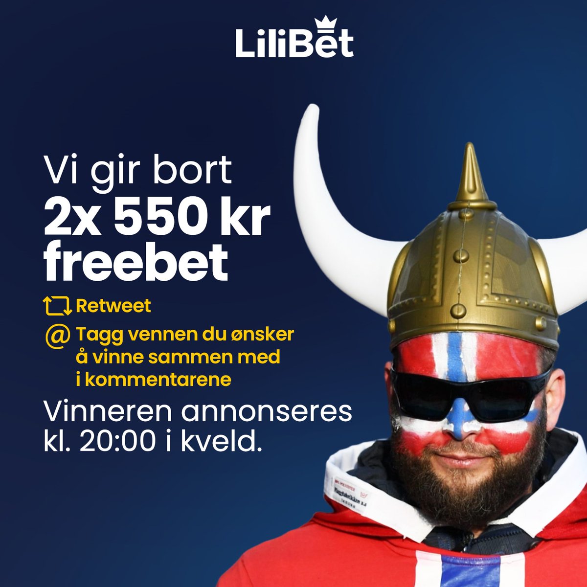 💰 Vi gir bort 2x 550 kr freebet

For å delta:

✅ Retweet 
🫂 Tagg vennen du ønsker å vinne sammen med i kommentarene

😎 Vinneren annonseres kl. 20:00 i kveld.