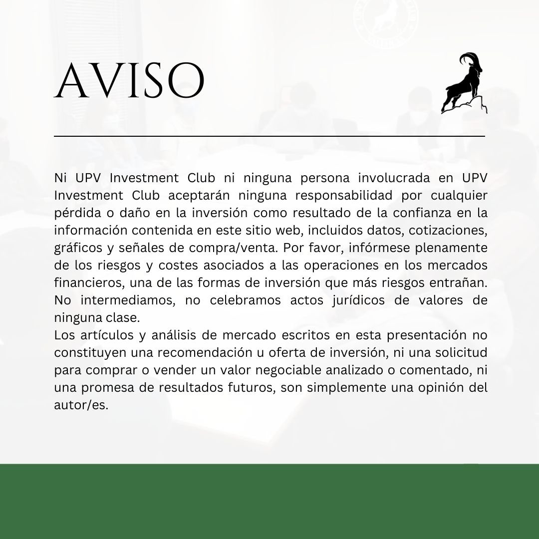 Os presentamos el UPV IC PORTFOLIO.
Cartera de inversión formada por estudiantes para estudiantes.
Las imágenes no representan ninguna recomendación de inversión.