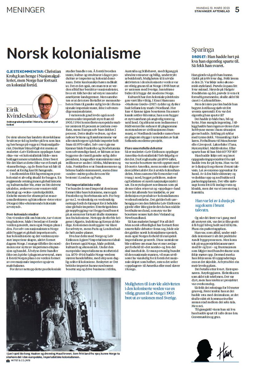 Eirik Kvindesland (@eirkvi) on Twitter photo Drit i Leiv og Christian. Det viktige vi mĂĄ prate om her er Norges historiske forhold til global imperialisme. Skriver i @StvAftenblad
<a href="/nasjonalmuseet/">nasjonalmuseet</a> @Nasjonalbibl <a href="/Aslaks/">Aslak Sira Myhre</a> @KarinHindsbo
aftenbladet.no/meninger/komme… Drit i Leiv og Christian. Det viktige vi må prate om her er Norges historiske forhold til global imperialisme. Skriver i @StvAftenblad
<a href="/nasjonalmuseet/">nasjonalmuseet</a> @Nasjonalbibl <a href="/Aslaks/">Aslak Sira Myhre</a> @KarinHindsbo
aftenbladet.no/meninger/komme…