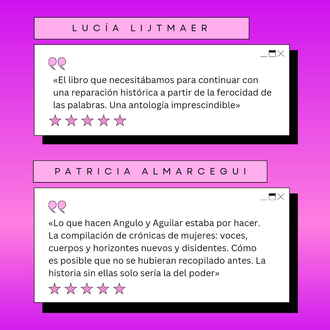 Presentación de "Criaturas fenomenales", la antología de nuevas cronistas publicada por <a href="/LaCajaBooks/">La Caja Books</a>. Con <a href="/AnguloEgea/">María Angulo Egea</a>, <a href="/bertajlzorzo/">Berta J(iménez) Luesma</a>, <a href="/ElisaNavarroSnc/">Elisa Navarro</a>
y <a href="/anamunozpadros/">Ana Muñoz Padrós</a>.

🗓️ Martes 14 de marzo
⏰ 19:00h
📍 Librería Cálamo (@LibreriaCalamo)
      [Plz. San Francisco, 4]