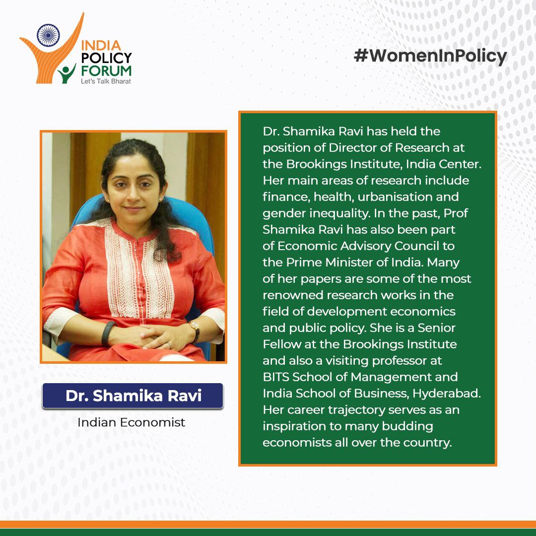 On today’s post of #womeninpolicy we have Dr. Shamika Ravi. An Indian economist who has always amazed everyone with her academic laurels.
Dr. Shamika Ravi has held the position of Director of Research at the Brookings Institute, India Center.
#indianeconomist #Indiapolicyforum
