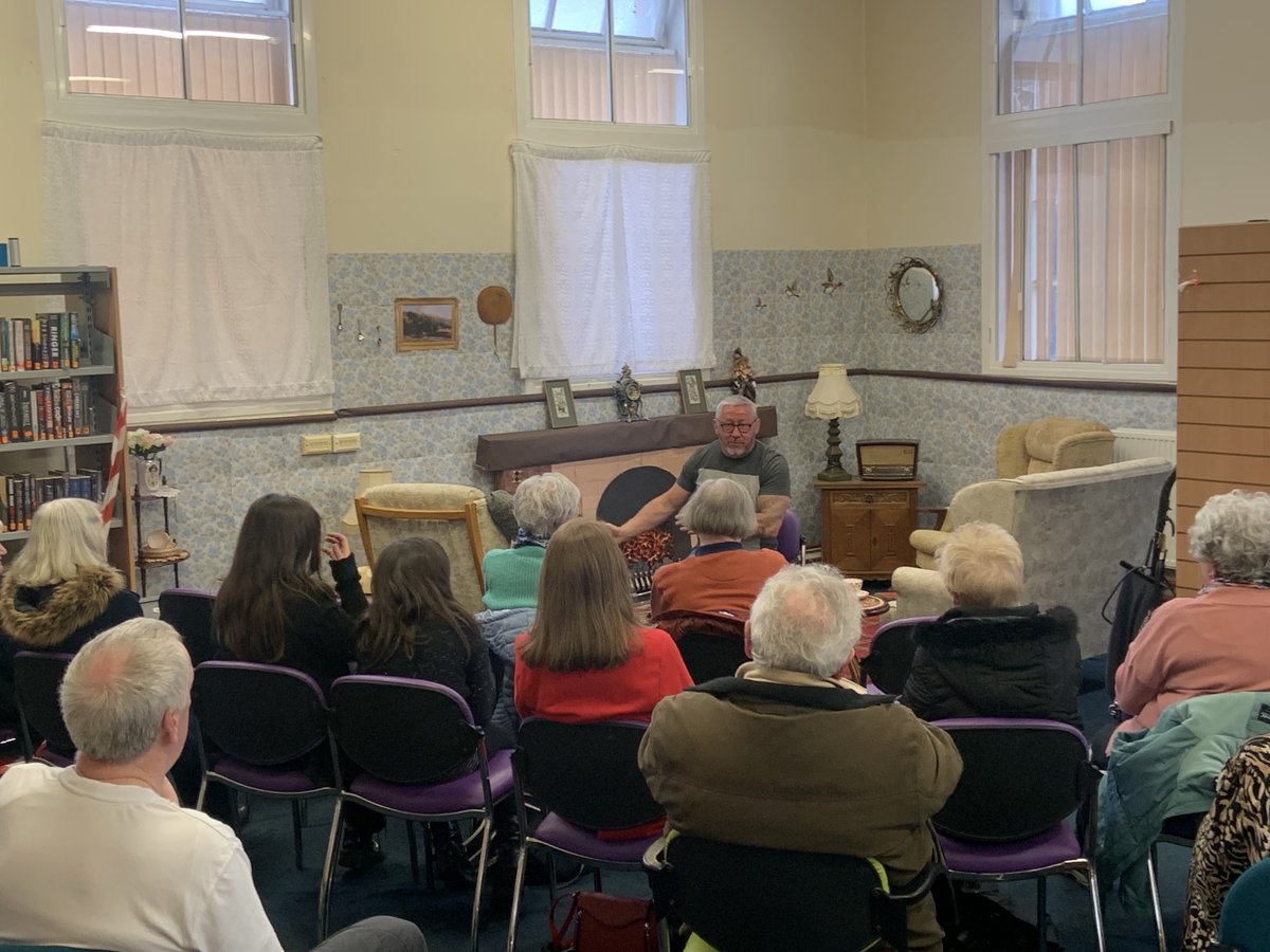 LibrariesNL's tweet photo. Today was the launch of our #MemoryRoom in #AirdrieLib. This fantastic area is now available for visits during normal opening hours.
The Memory Room was opened by Bridget Ann Devanney who help supply the furniture. Our audience has been entertained by storyteller Gerry Durkin. https://t.co/0b4W9N0kCV