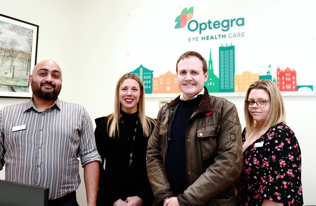 Optegra's tweet photo. MP Tom Tugendhat visited Optegra Eye Clinic Maidstone after treating its 600th patient and said:

“Across the country there are long waiting lists for cataract treatment, so to have a local clinic in Kings Hill serving residents within just a few weeks of referral is excellent.” https://t.co/YeW2aJvWpv