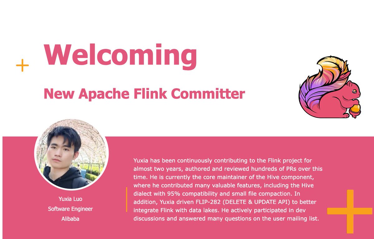 📣 We are happy to announce @yuxialuo Yuxia Luo as a new committer in the Apache Flink Project