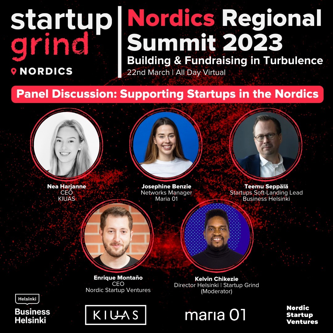 Our Networks Manager, Josephine, will be speaking about “Supporting Startups in the Nordics” at the upcoming Startup Grind Nordics Regional Summit (Building &amp; Fundraising in Turbulence) on 22nd March 2023!
👉 Join us virtually: startupgrind.com/e/mc4prf