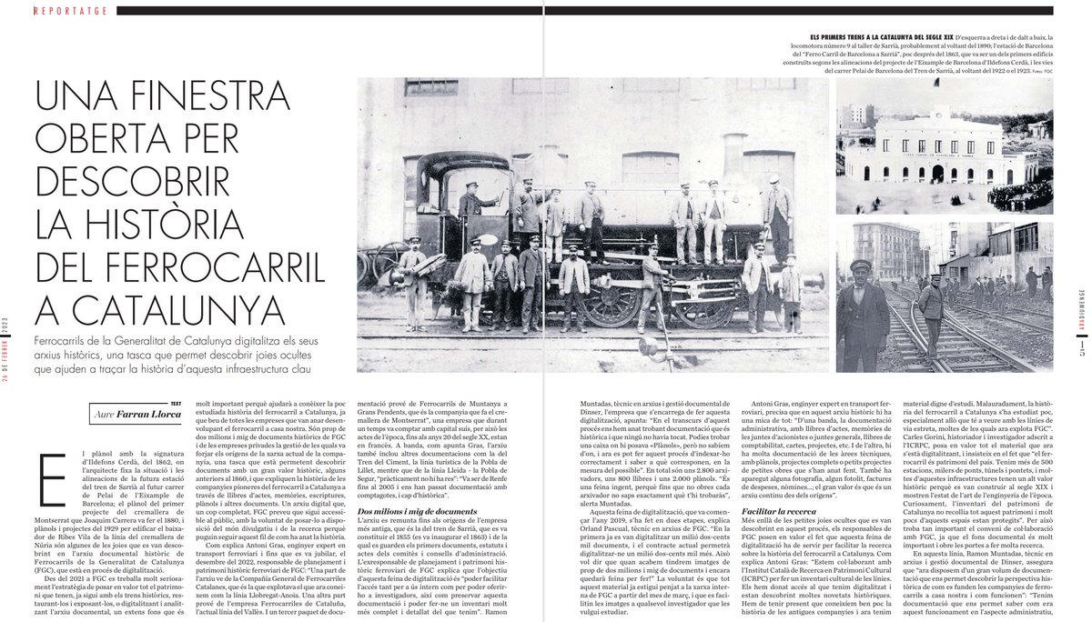 FGCcorporatiu's tweet photo. 📜A #Ferrocarrils estem digitalitzant l'#arxiu històric: prop de 2 milions i mig de documents, alguns anteriors al 1860, testimonis de la història d'#FGC i de les companyies pioneres del #ferrocarril a Catalunya #patrimoni

Vols saber com ho estem fent?👉 https://t.co/rG8yAWQQDP https://t.co/wAumbz2XqP
