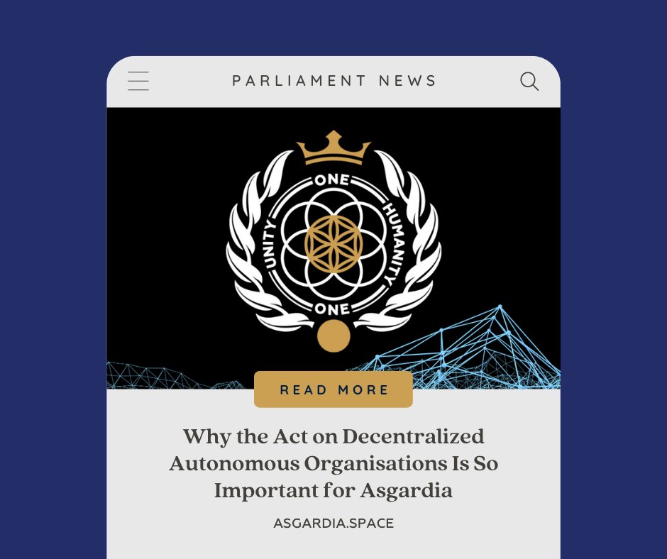 AsgardiaSpace's tweet image. 🚀Asgardia is leading the way in creating a more inclusive and democratic future with the Act on #DecentralizedAutonomousOrganizations. 

Learn more: bit.ly/3JfVNnq

#Asgardia #DAO #decentralization #transparency #accountability