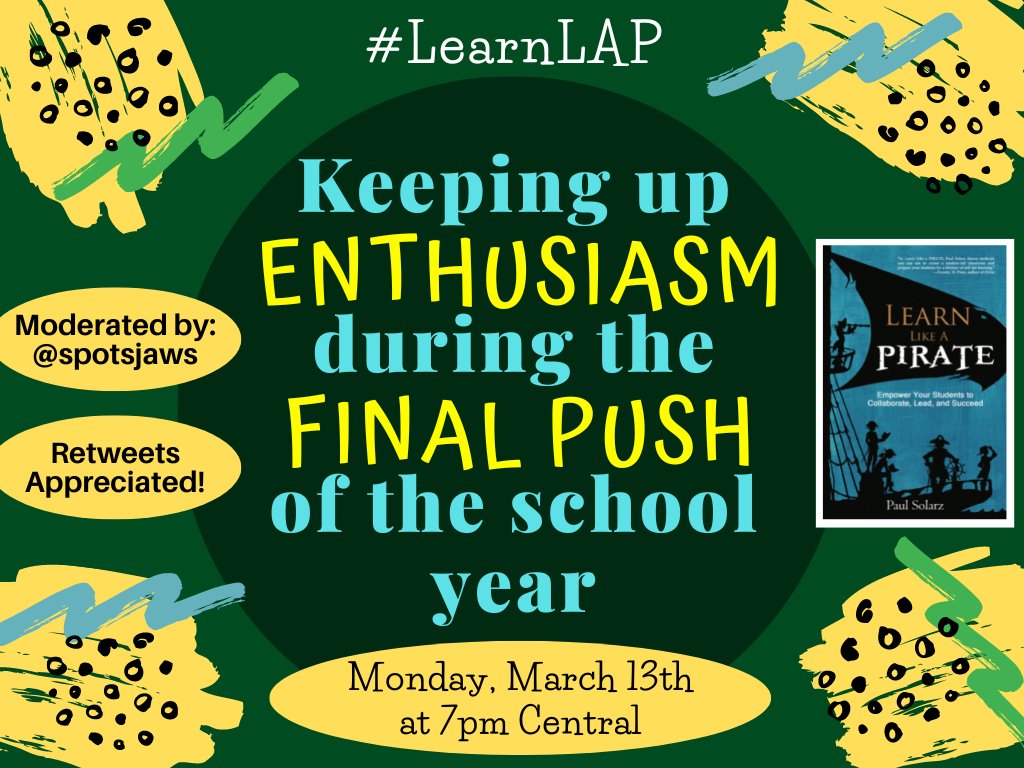 Please join @spotsjaws TONIGHT at 7pm Central for #LearnLAP!

#txeduchat #UKedchat #waledchat #rethink_learning #CelebratED #122edchat #tnedchat #1stchat #21stedchat #2ndaryela #2ndchat #3rdchat #4ocf #4thchat #5thchat #6thchat #7thchat #caedchat #CatholicEdChat #CelebrateMonday