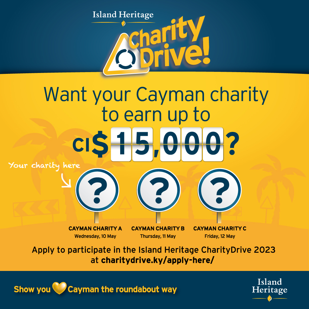 Calling all local charities, we are now accepting applications for Island Heritage’s Charity Drive where your charity could earn up to $15,000. Deadline for applications is Monday, 3 April.

Apply now at charitydrive.ky/apply-here/

#CharityDrive2023