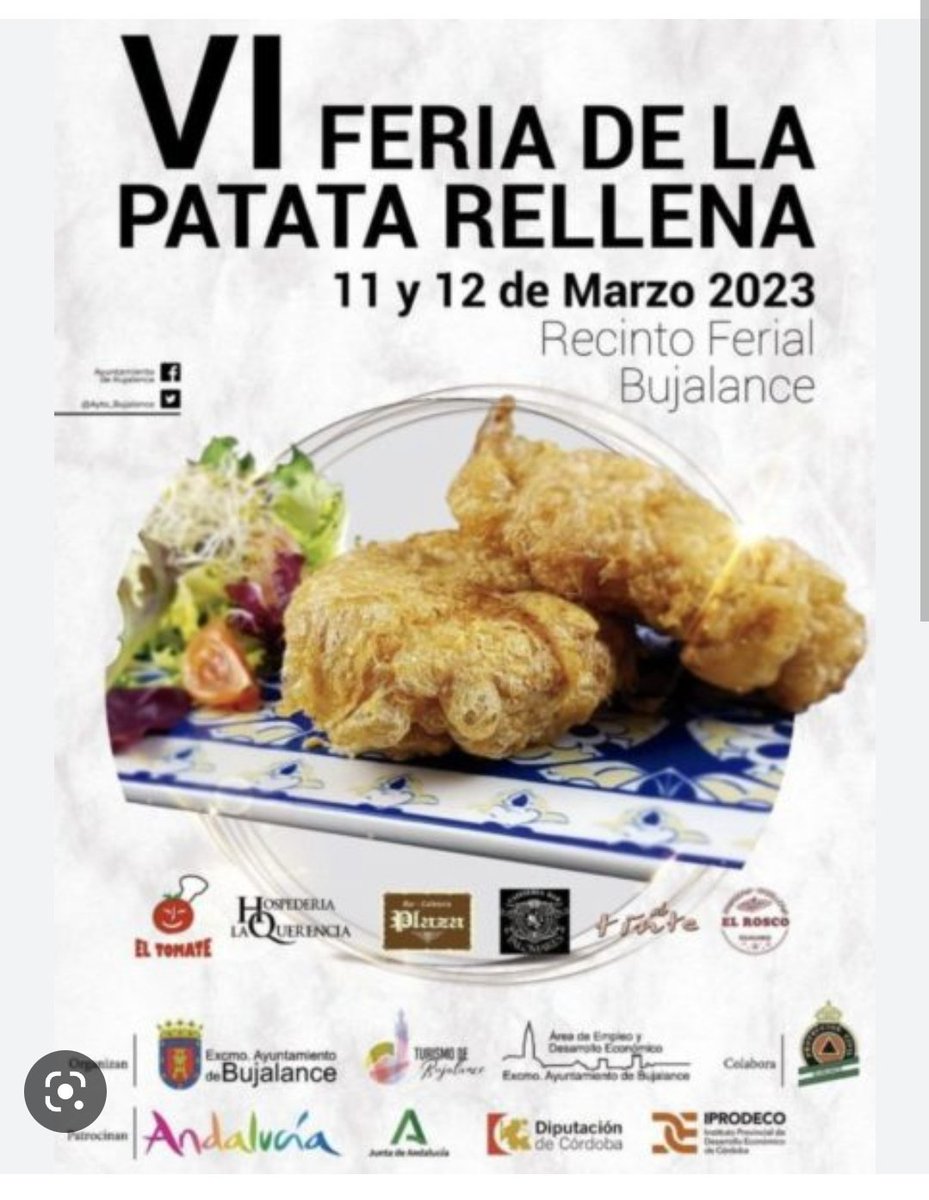 Nuestro pres. <a href="/ricardorojas555/">Ricardo Rojas</a>  y otros cofrades asistieron a la VI Feria de la Patata Rellena de Bujalance, organizada por el <a href="/Ayto_Bujalance/">Ayuntamiento de Bujalance</a>.
Se celebró 11 y 12 pasados en el Auditorio Munic. del Recinto Ferial, donde se degustaron versiones de la patata rellena y otras tapas.