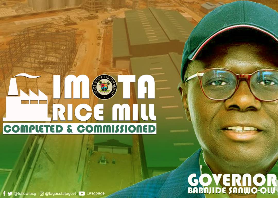 The 22 hectare mill occupies 8.5 hectares of land with a capacity to produce 2.8 million bags of 50kg bags of rice yearly.
<a href="/jidesanwoolu/">Babajide Sanwo-Olu</a> <a href="/drobafemihamzat/">Obafemi Hamzat</a> <a href="/drobafemihamzat/">Obafemi Hamzat</a> <a href="/Mr_JAGs/">Jubril A. Gawat</a> <a href="/fjaji/">Folashade S. Jaji</a> <a href="/hmokunola_/">Hakeem Muri-Okunola</a> 
#ImotaRiceMill #GreaterLagosRising 
#LASG #ForAGreaterLagos