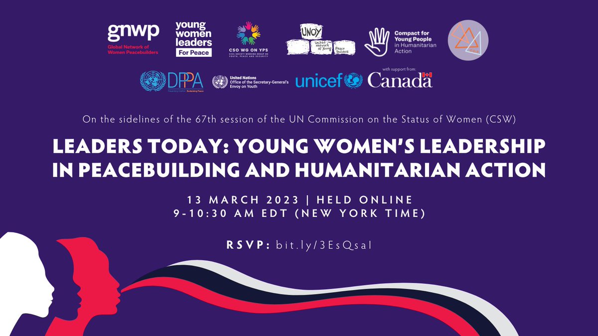 Beginning now! 🔴

Join bit.ly/3EsQsaI to hear from GNWP, <a href="/gpafp2018/">Young Women Leaders for Peace-Philippines</a>, <a href="/GC_Youth4Peace/">Global Coalition on Youth, Peace and Security</a>, <a href="/unoy_peace/">UNOY Peacebuilders</a>, <a href="/CompactYouth/">YouthCompact</a>, <a href="/ourgenpeace/">Our Generation for Inclusive Peace</a>, <a href="/UNDPPA/">UN Political and Peacebuilding Affairs</a>, <a href="/UNYouthEnvoy/">UN Youth Envoy</a>, <a href="/UNICEF/">UNICEF</a> &amp; <a href="/WomenPeaceSec/">Women, Peace and Security</a> about how #YPS strengthens leadership in peacebuilding &amp; humanitarian action🫴