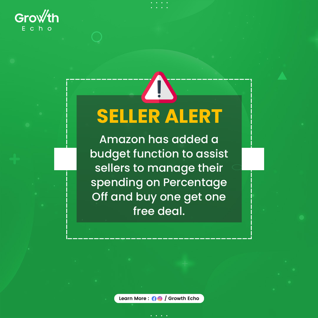 Growthecho_pvt's tweet image. Sellers, take control of your budget with Amazon's new budget function for Percentage Off and Buy One Get One Free deal. 

Try it out today and take your campaigns to the next level!

#SellerAlert #AmazonSeller #AmazonInventory #Amazon #AmazonNews