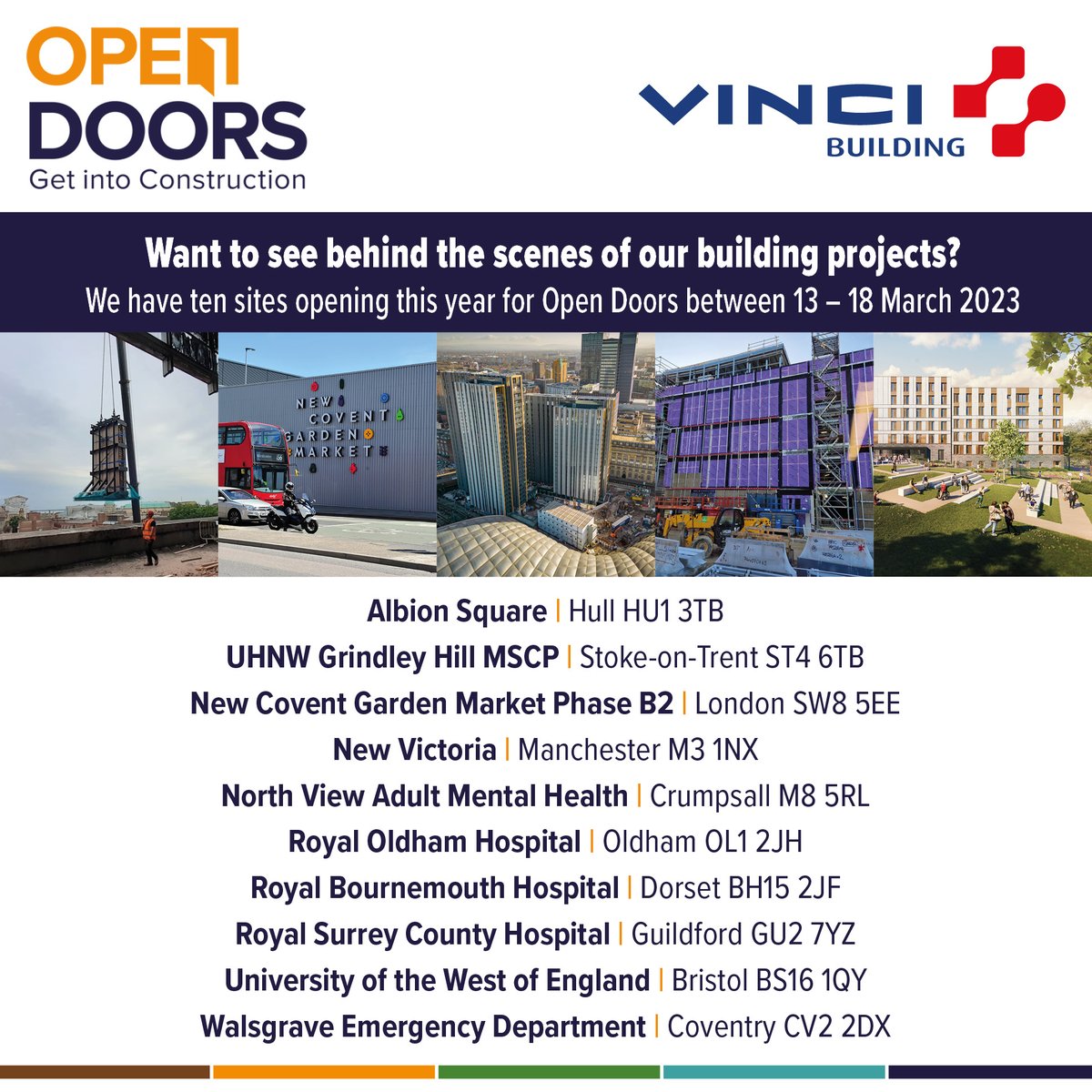 We are proud to be taking part in #OpenDoors23 
with ten of our fantastic sites taking part this week.  We are looking forward to showing all of you why we #loveconstruction
See you there!
opendoors.construction