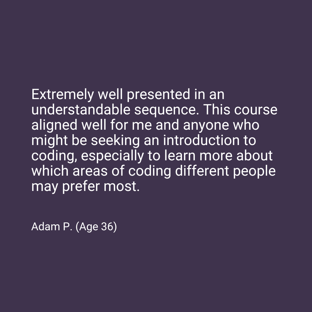 sbcodeschool's tweet image. Learning a new skill can be scary and intimidating, but take it from our student Adam, our coding classes for adults are "extremely well presented". Why wait? Sign up for FREE today 💻
👉 southbendcodeschool.com/intro-careers-…
#CodeWithUs #AdultLearning #FreeCodingClasses