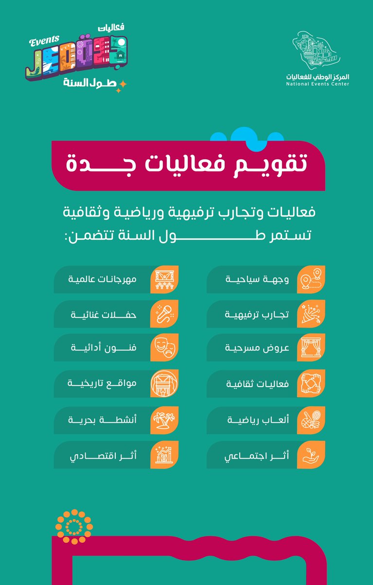 JEDCalendar's tweet photo. في #تقويم_فعاليات_جدة مهرجانات وفعاليات عالمية لأول مرة على مستوى المملكة

#مع_بعض_طول_السنة https://t.co/SRNYiubOHh