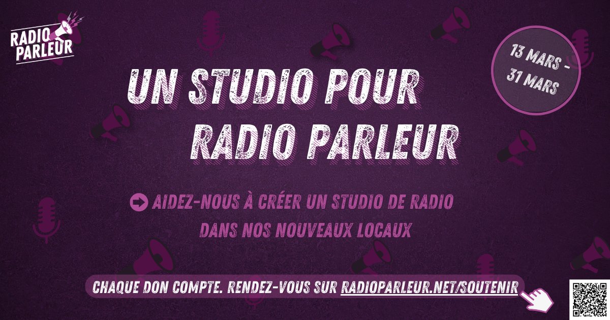 🟪 UN STUDIO POUR RADIO PARLEUR 🟪

Radio Parleur se développe et souhaite se doter de son propre studio d'enregistrement, entre ses murs ! 

Pour cela, on fait appel à votre soutien. 
🎁 Faire un don (défiscalisable) 👇 helloasso.com/associations/l…

On vous explique le projet ⬇️🧵