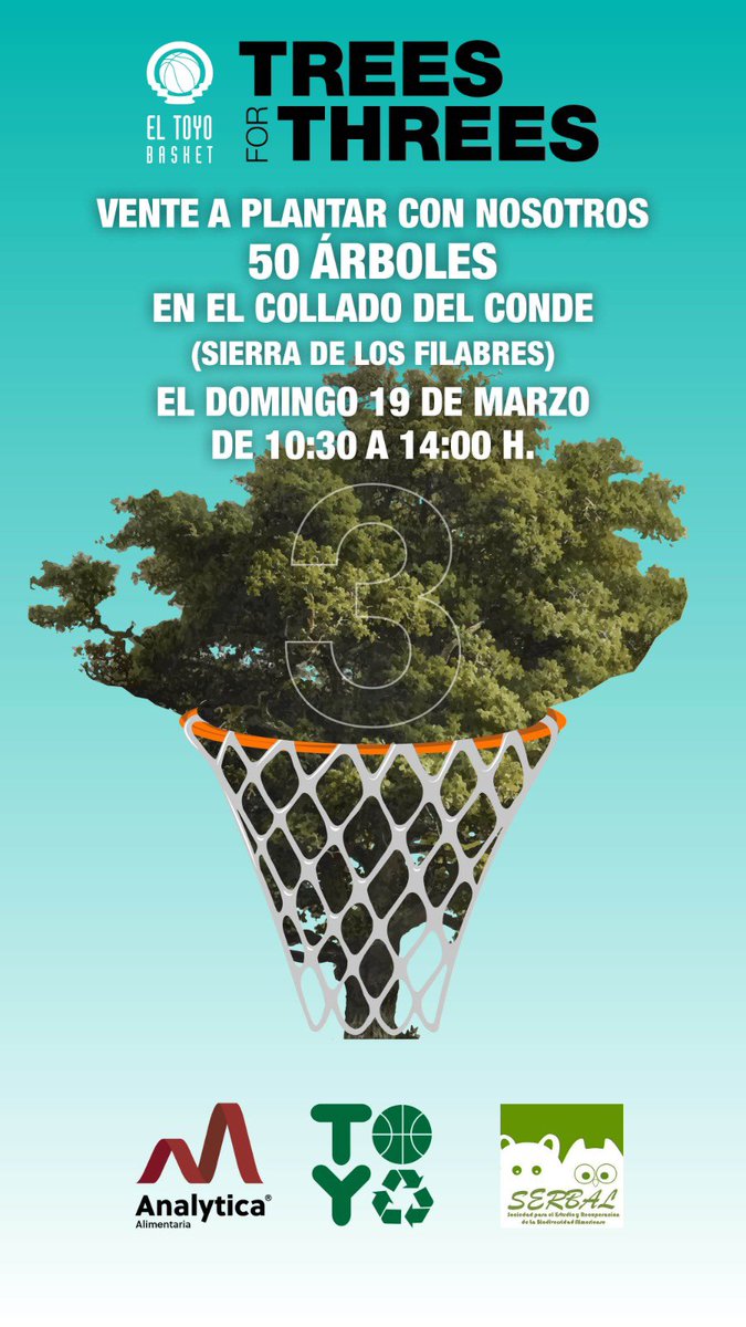 eltoyobasket's tweet photo. APÚNTATE👉https://t.co/N6xHRluC18
#TreesForThrees #VamosToyo #CreciendoEntreCanastas
#basketSOStenible
#Valorcesto
#Urbaser
@AlmeriaFAB https://t.co/FfEUzw9SM2