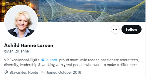 Hi everyone here - asking a favor today 👇

Ashild Larsen is one of the leader I know with long lasting impact.  As VP and a tech leader, runs Excellence and Digital at Equinor (Statoil).

Need your support to nominate for the "Best European Digital link.cionet.com/vote23