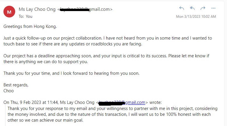 anitamdnoor's tweet image. I didn't response to her email requesting my detail. Today, I received the follow up email as the dateline is very soon. Very hardworking la scammer ni. Tak putus asa nak tipu org.

#scammer 
#scamsmart