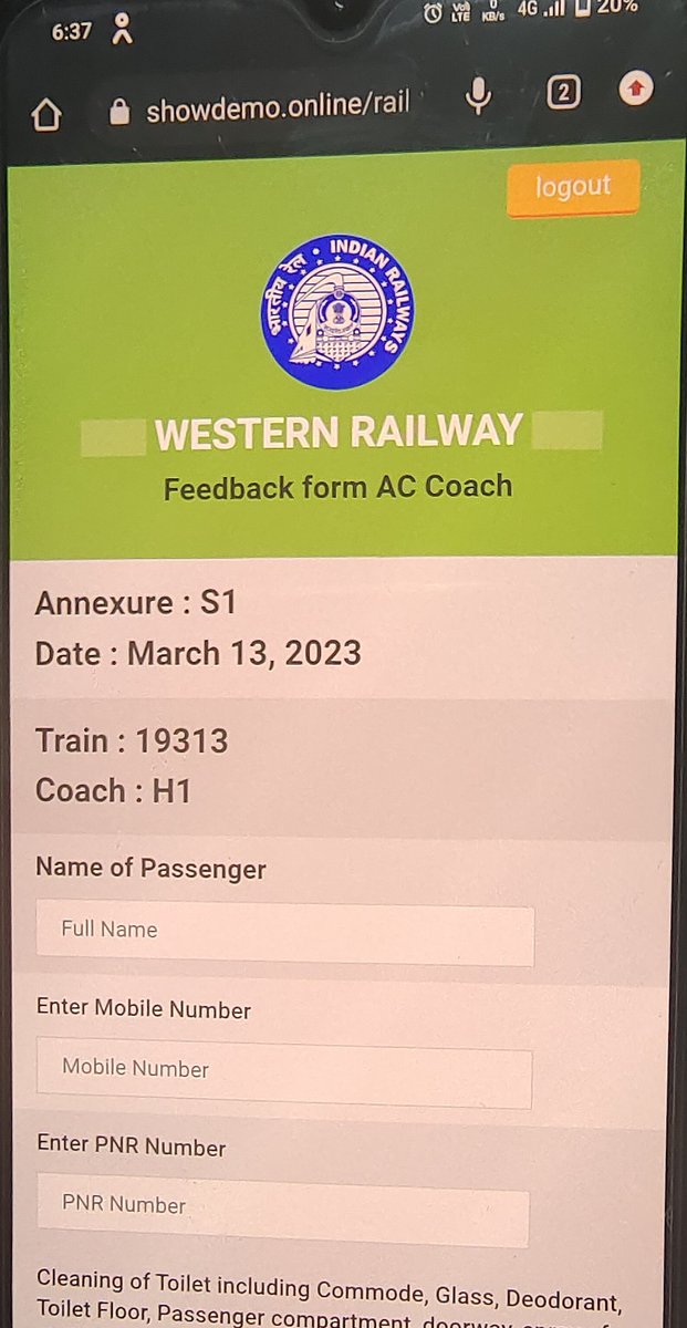 rajtomar219's tweet photo. Coach Attendent asking passengers to fill up personal details on a insecure website not related to railways. Even TT has no idea about this. Is it legit?(https://t.co/Ohb4ZNWQAd) @IRCTCofficial @indianrail https://t.co/G9hkKTKy7T