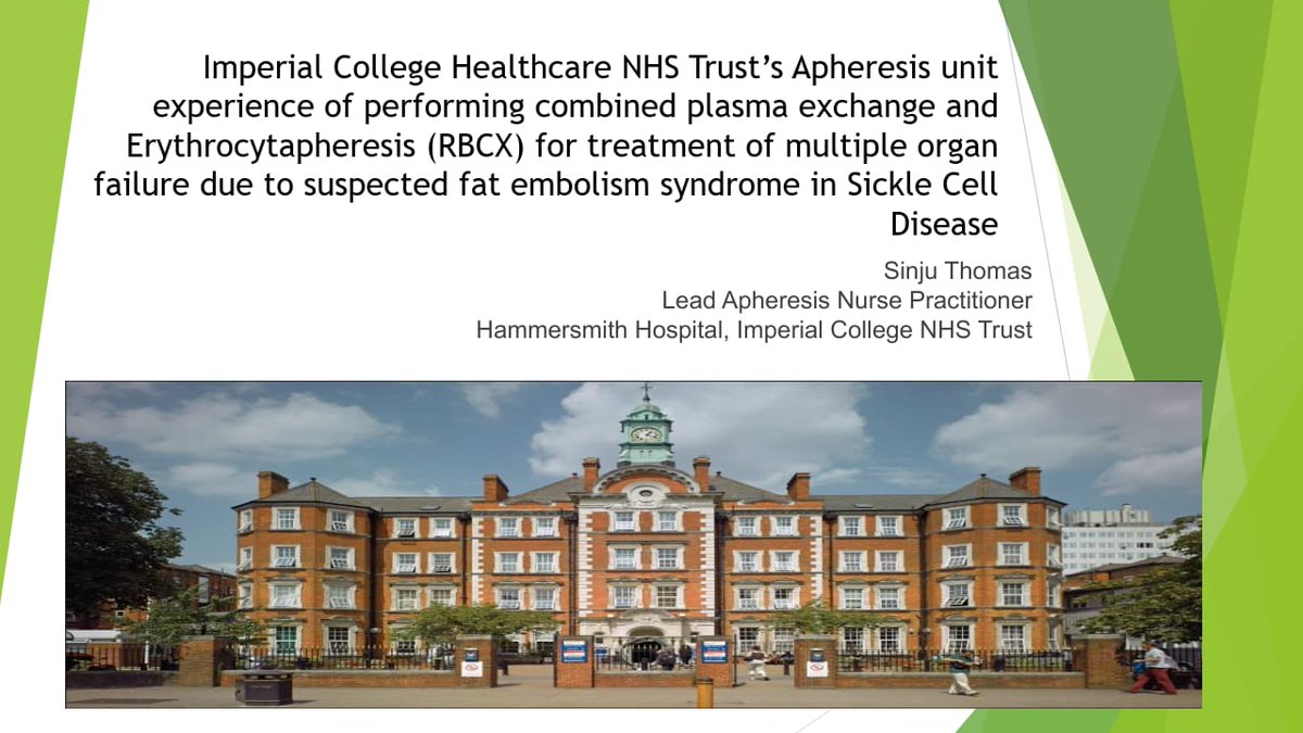 SinjuThomas3's tweet photo. "Combined RBCX and TPE for Fat Embolism Syndrome in SCD". Presenting at the Terumo Apheresis Conference 2023 was a fantastic experience! @karhod21 @hal_bee @Imperialpeople @terumobct vivienne wint https://t.co/svGlrp87DD