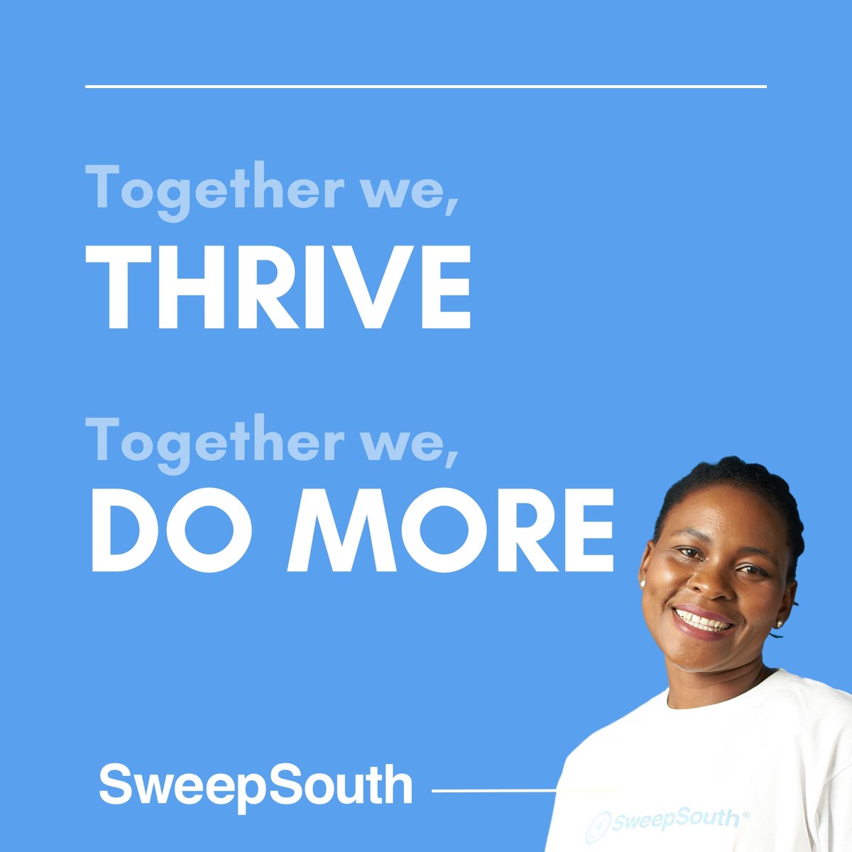 SweepSouthSA's tweet photo. π Together we THRIVE, Together we DO MORE! Thank you for supporting SweepSouth and helping us create positive change for domestic workers through tech. https://t.co/cAjdkelHDO
πͺ #TogetherWeThrive #SweepSouth #SweepStars #PositiveChange https://t.co/qD5MJawBIk