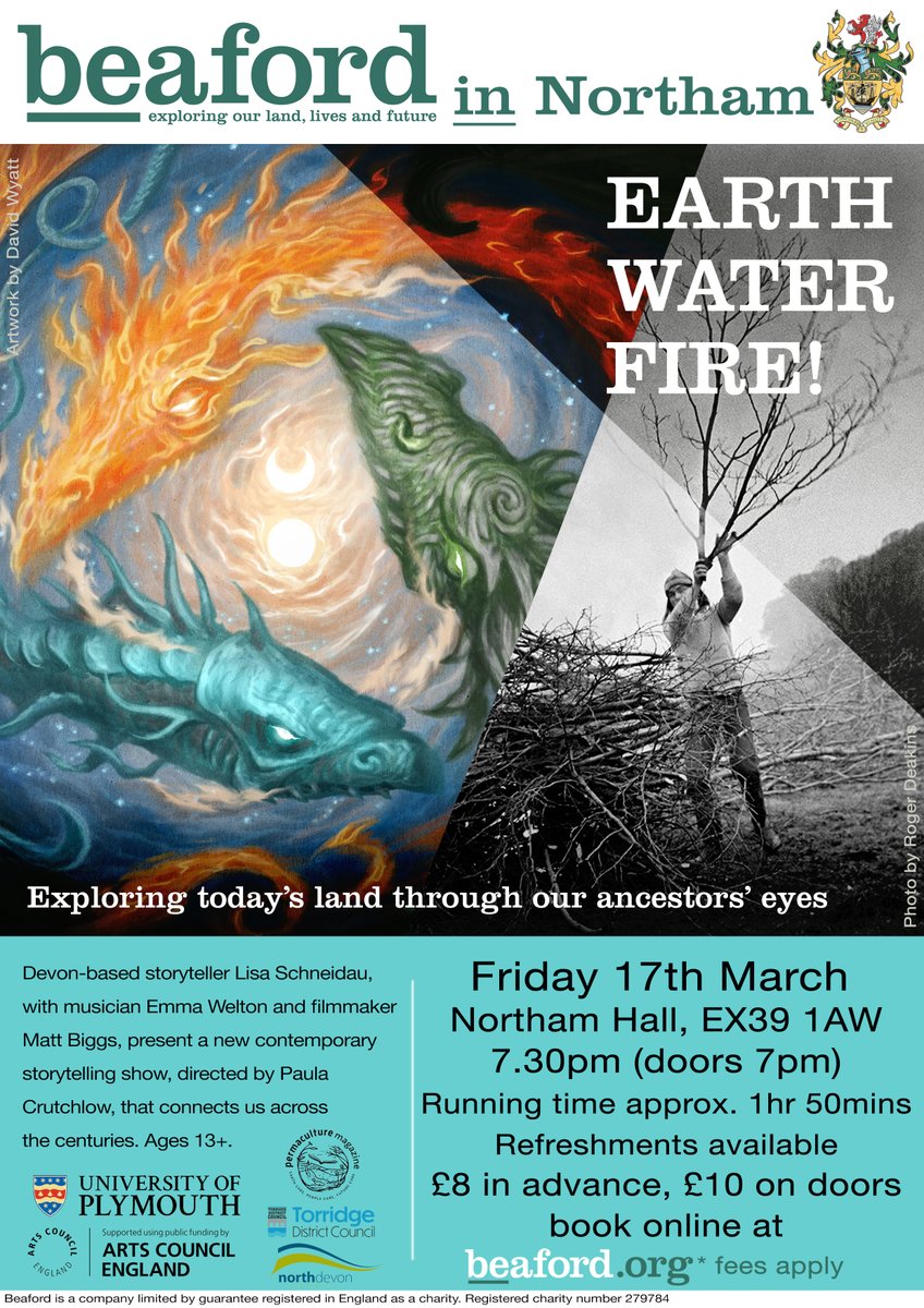 Storytelling show Earth, Water Fire! opened on Thursday to a packed out Victory Hall in North Molton!
…the North Devon tour continues with three performances this week in Barnstaple, Northam and Braunton...
Further information/tickets here - beaford.org/events