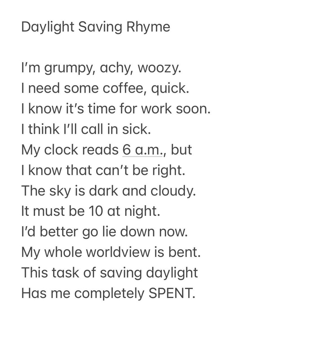 🥱 #DaylightSaving #poetrycommunity