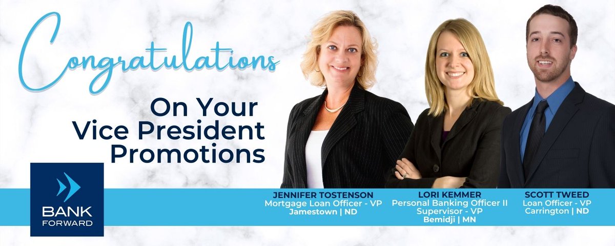 Congratulations Jennifer, Lori &amp; Scott! Read about our new VPs: bankforward.com/news/article/t…