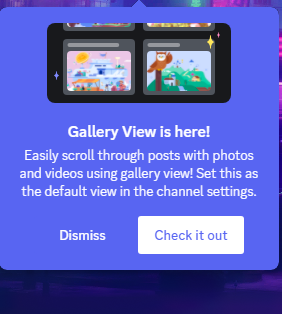 itzjustted's tweet image. i have a discord bug where everytime i play a game the &apos;&apos;gallery view&apos;&apos; image comes and i cant press dismiss or check out i cant remove it from my screen and its quite annoying because its blocking my view. if someone knows how to remove it please respond. @discord