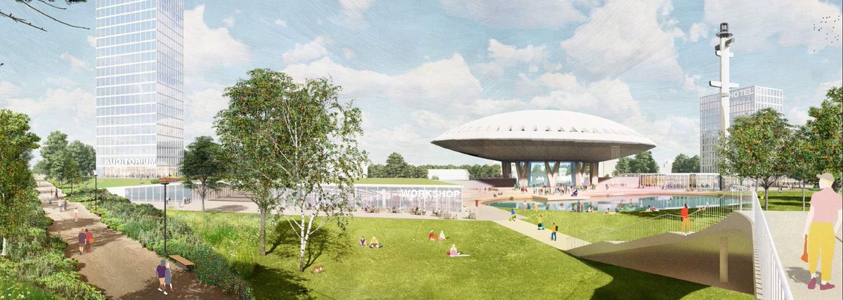 Parkplannen bekend en goed ontvangen. Er ontvouwt zich een toekomstcampus rondom het Evoluon. 
ed.nl/eindhoven/opti…