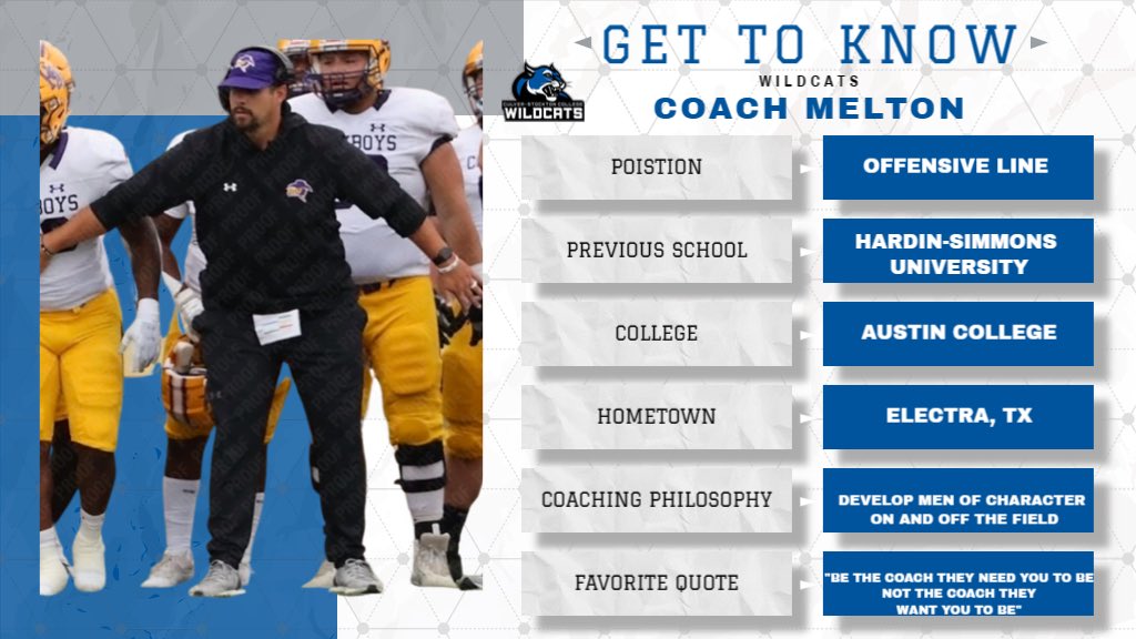 Introducing our New Offensive Line Coach! Welcome to The Hill Coach Melton. 🏈 #GoWild Follow Coach Melton 📱: @CoachMelton_CSC