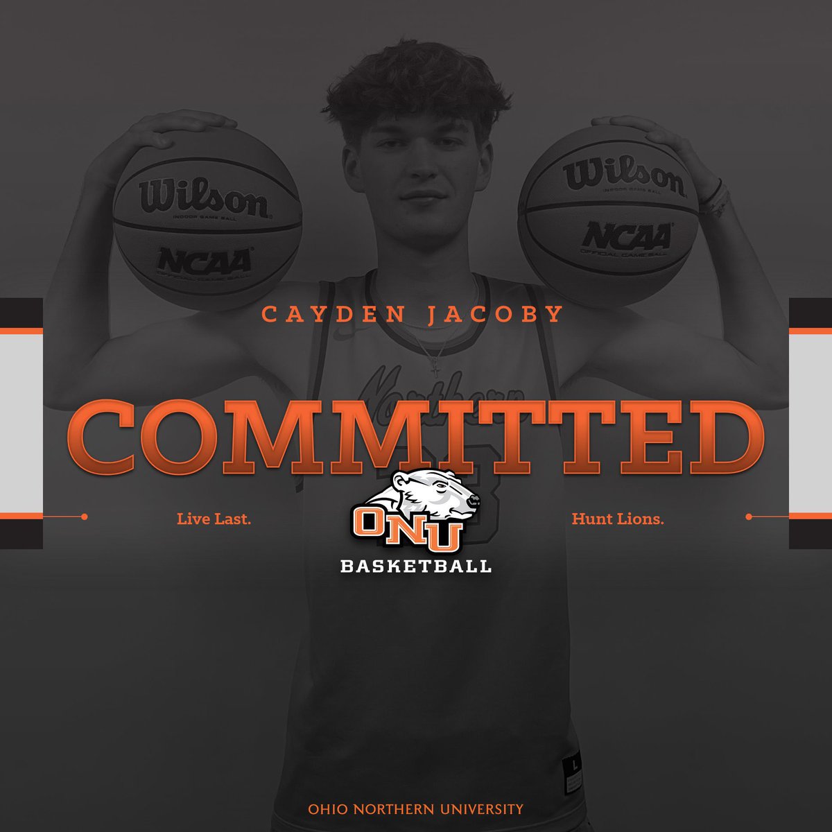 After great talks with coach young and coach Trouf I would like to announce that I will be committing to Ohio northern for the next four years.🟠⚪️🐻‍❄️
