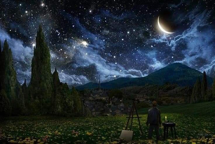 RincnCuriosoo's tweet photo. «Confieso que no sé por qué, pero mirar las estrellas siempre me hace soñar».

— Vincent Van Gogh. https://t.co/mAeNMKicQ4