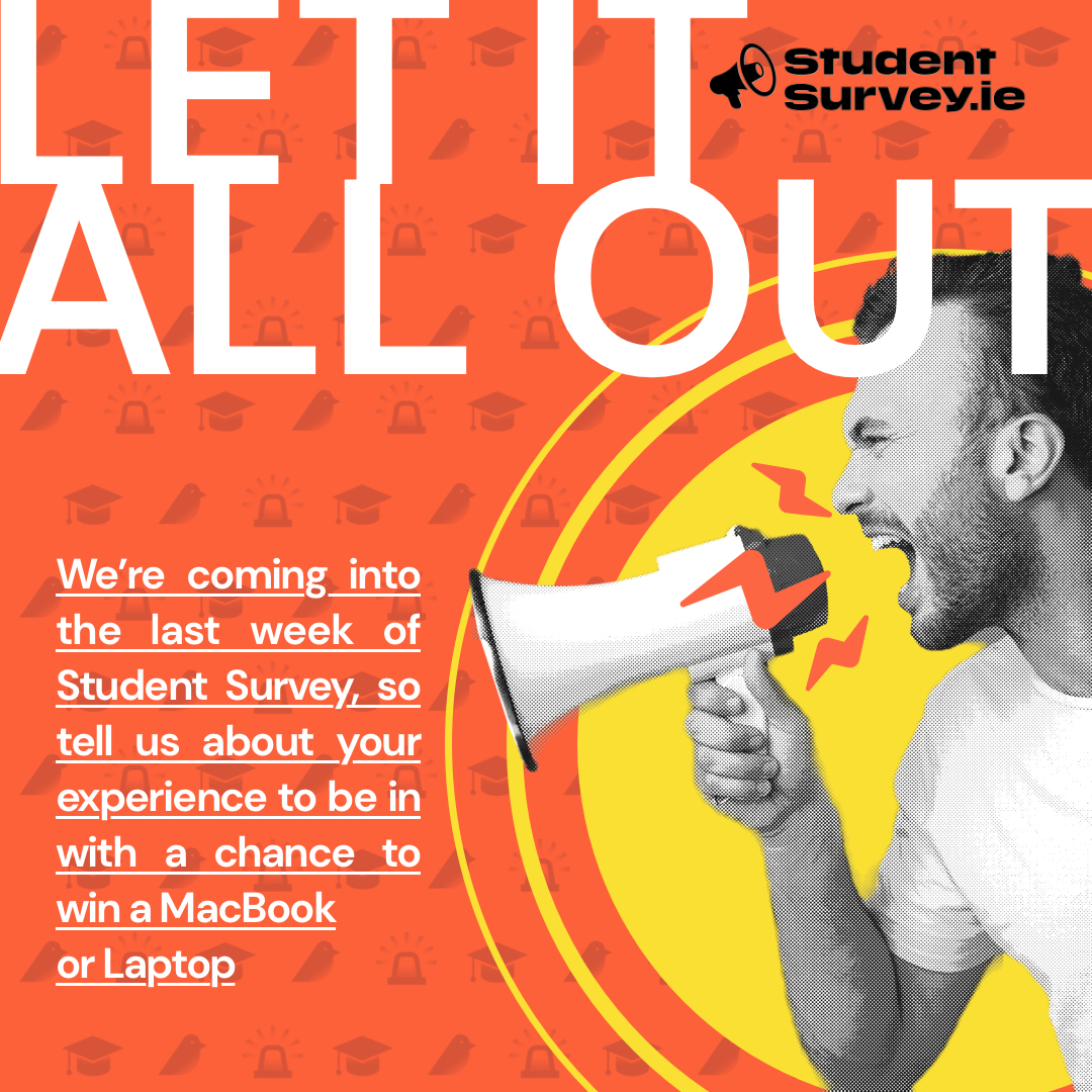 Time is running out to make your voice heard! If you are a 1st year, final-year, or post-grad, tell us your experience of  MTU. Win some Wowthanks vouchers or the overall prize of a laptop/Macbook!

Head to the 🔗  below to complete the survey now!
studentsurvey.ie