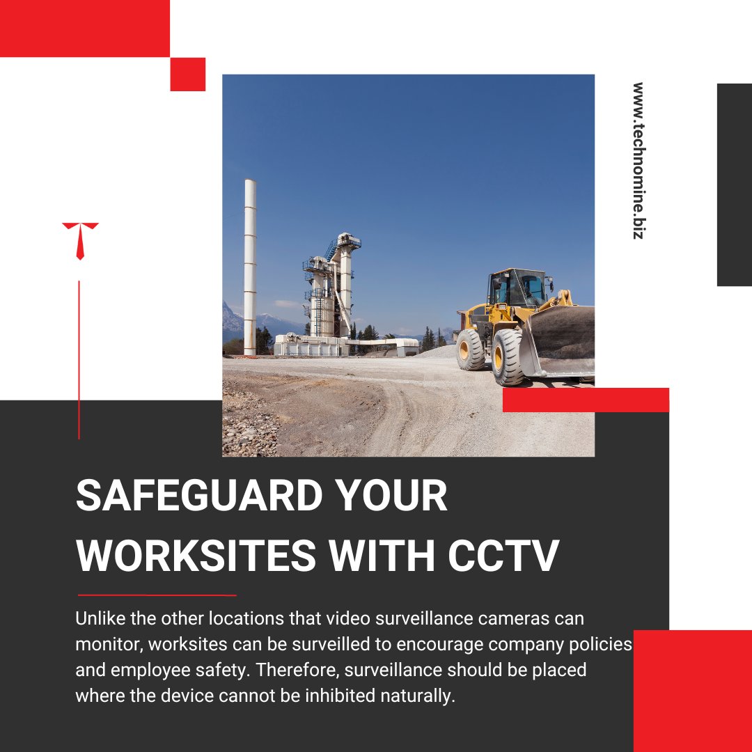 Worksites can be surveilled to encourage company policies and employee safety. Ideally, you want multiple cameras covering the entire work floor area.

#WorkPlaceSecurity #SurveillanceCamera #SecurityProvided #OutsourcedSecurity #RemoteGuarding