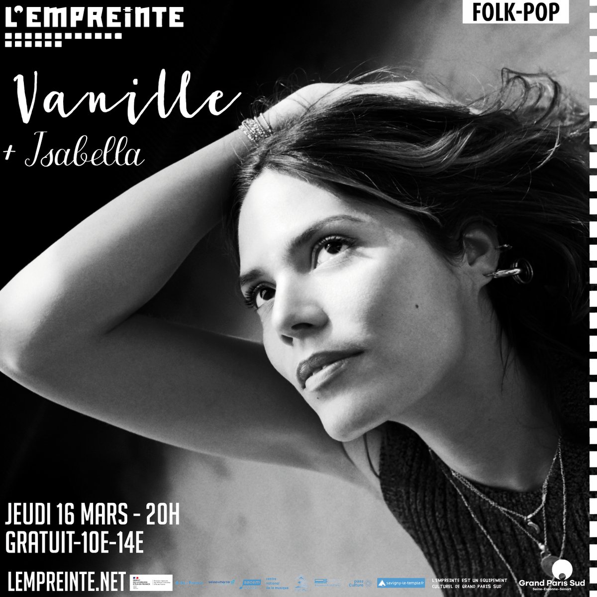 lempreinte77's tweet photo. [AGENDA DE LA SEMAINE] 
Jeudi : #vanille + #isabella (gratuit avec l'adhésion)
Samedi : Auditions du Tremplin77 du @Departement77  avec @aguelenna , #audshine, @bleuberline, #cvrmen, @gabebkroger, @Josia_off, @snakidtriplea, #toanco. Gratuit et ça commence à 15h. https://t.co/dZpkjTFg0a