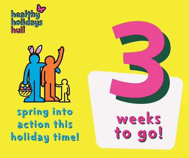 Only 3 weeks left till the Easter programme kicks off!
Plenty of FREE activities, with food, keep children’s tummies full and minds and bodies active ! Keep an eye on @HealthyHolidaysHull social media in upcoming weeks. 
#HealthyHolidaysHull #HAF2023