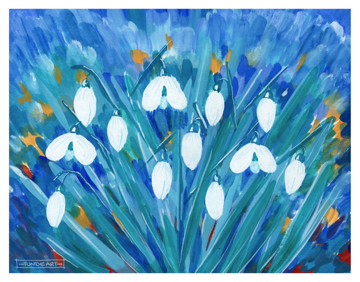 I can't get enough of snowdrops this season. I used gouache for the first time for the whole composition and I enjoyed it a lot. 😊

#gouache #somethingdifferent #snowdrops #floral #floralpainting #tundeart #spring #expressive